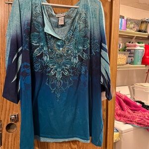 Catherines Teal and Navy Embroidered Tunic